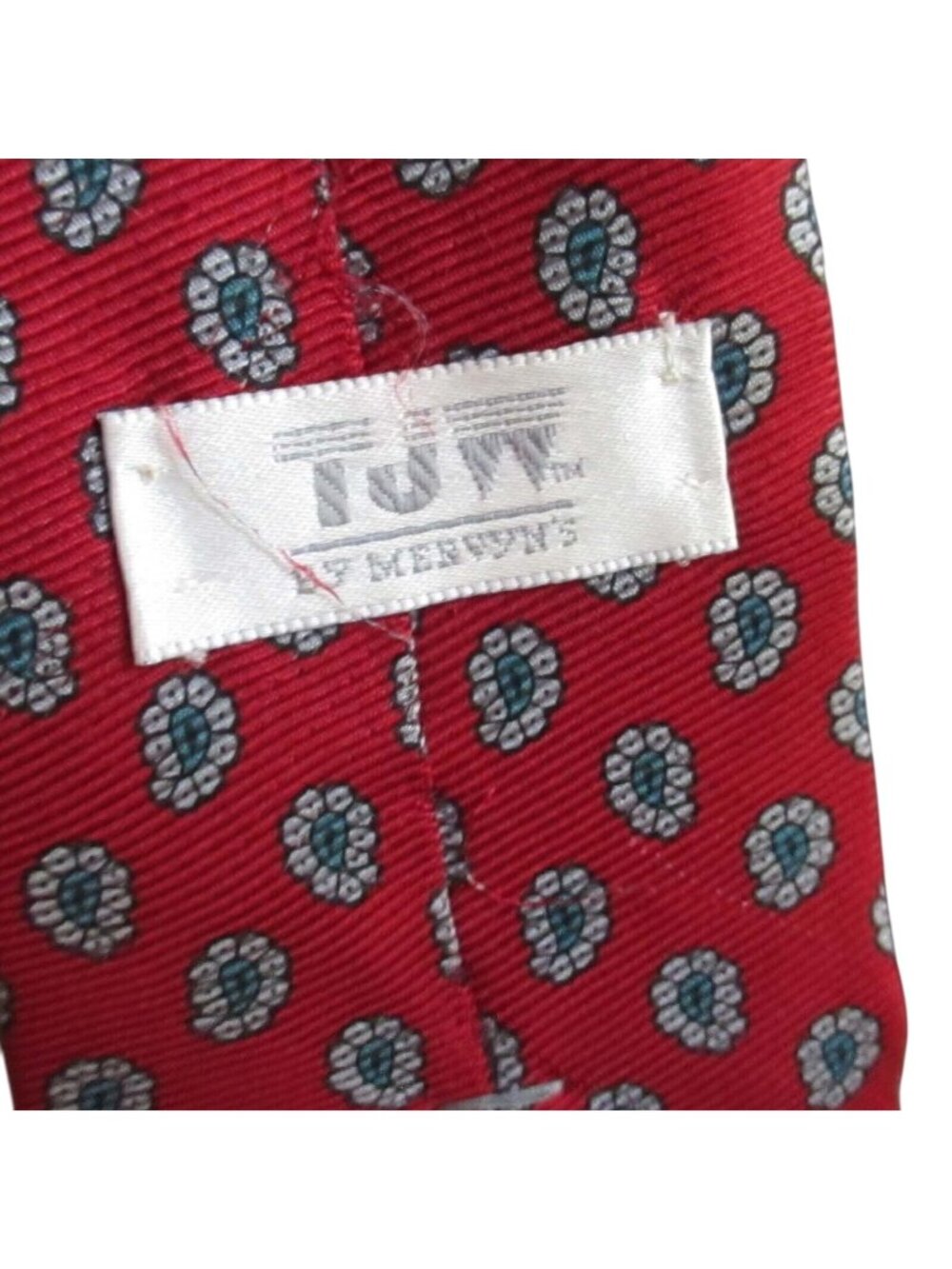 Vintage Necktie T.J.W. Mens Red Floral Pattern Silk Tie Paisley 58"
